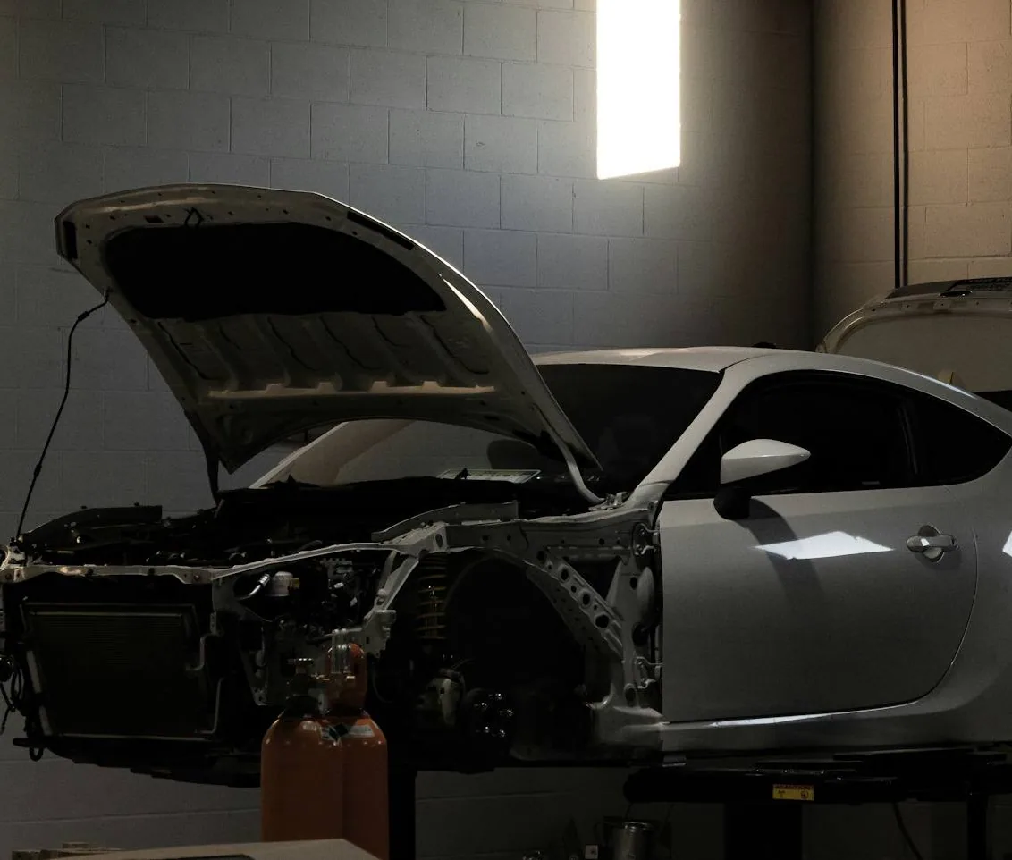 inside the garage — ramps and bays